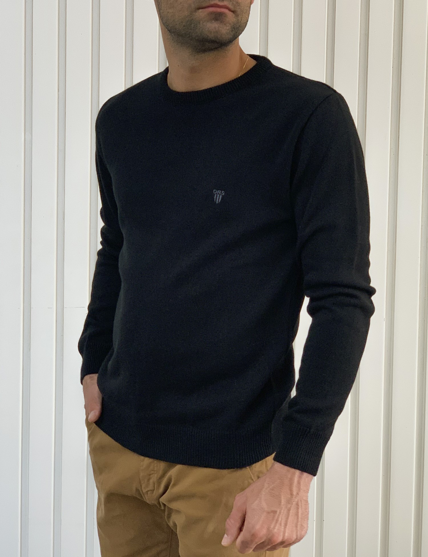 Darious ανδρικό μαύρο πλεκτό πουλόβερ 23149M φωτογραφία